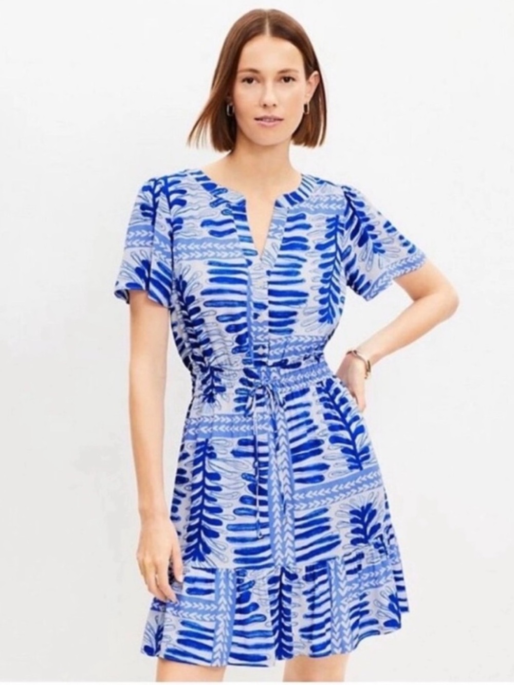 LOFT Blue Print Mini Dress